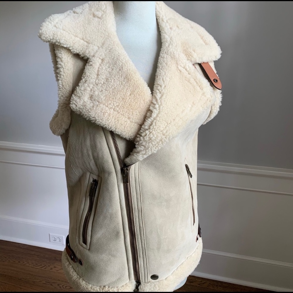 Coach Sheepskin Moto Vest XS - Picture 2 of 9